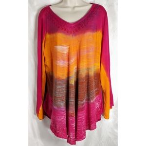 Charlie Paige Boho Flowing Embroidered Tunic Top